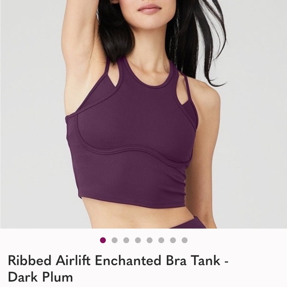 ALO Yoga Ribbed Airlift Bra Tank - Purple - Picture 1 of 4